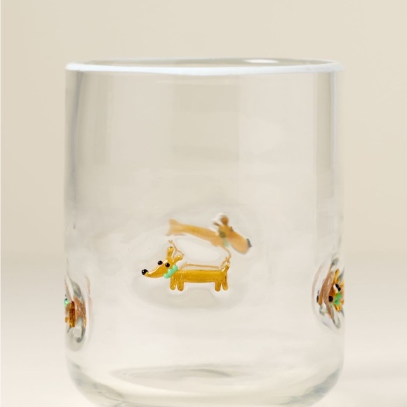 NWT Anthropologie Dachshund Dog Icon Juice Glass Christmas Glass - Picture 2 of 4